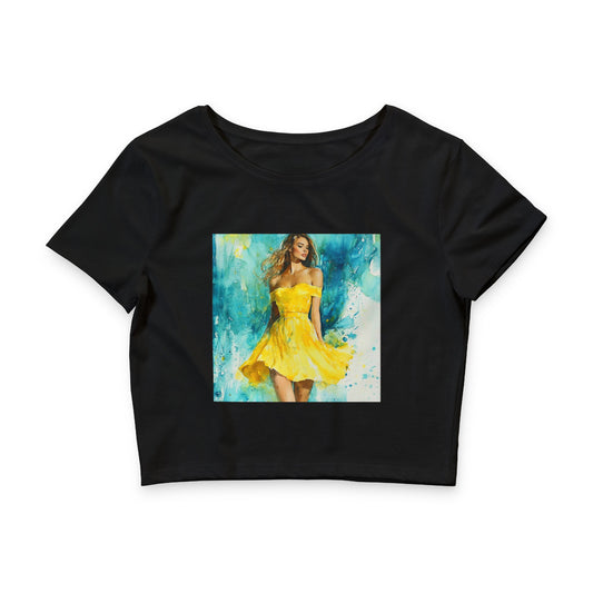 Sunny Vibes Women's Crop Tee - Bright Summer Top, Cute Graphic Shirt, Casual Outfit, Beach Wear, Gift for Her
