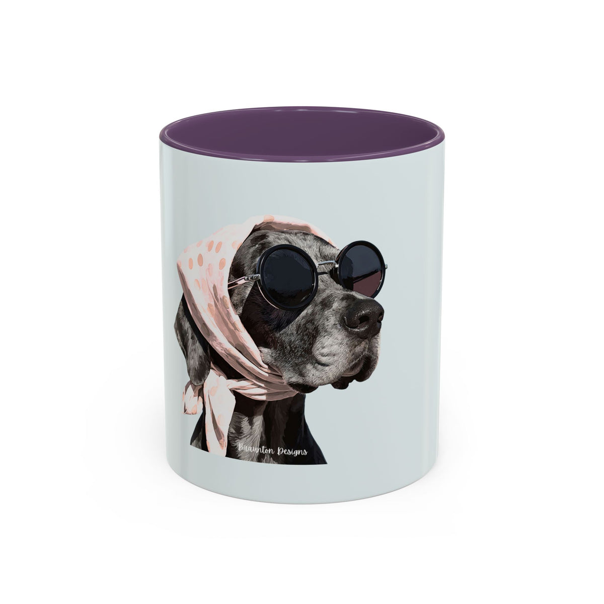 Retro Dog Coffee Mug — Chic Pup with Scarf & Sunglasses Accent Mug