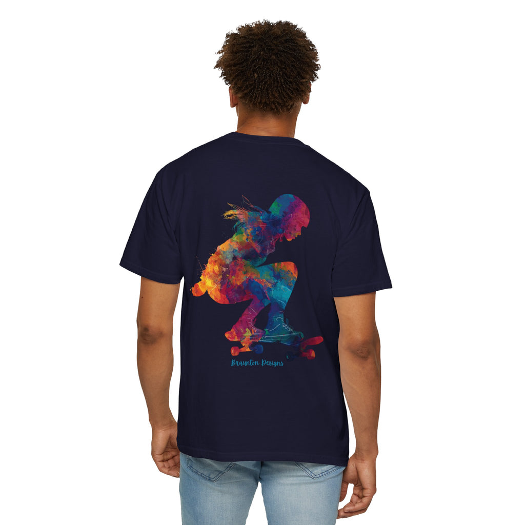 Colorful Skateboard Silhouette T-shirt | Skateboarder Art