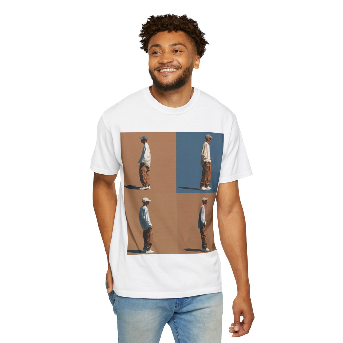 Minimalist Photo-Grid T-Shirt — Vintage Earthtone Streetwear