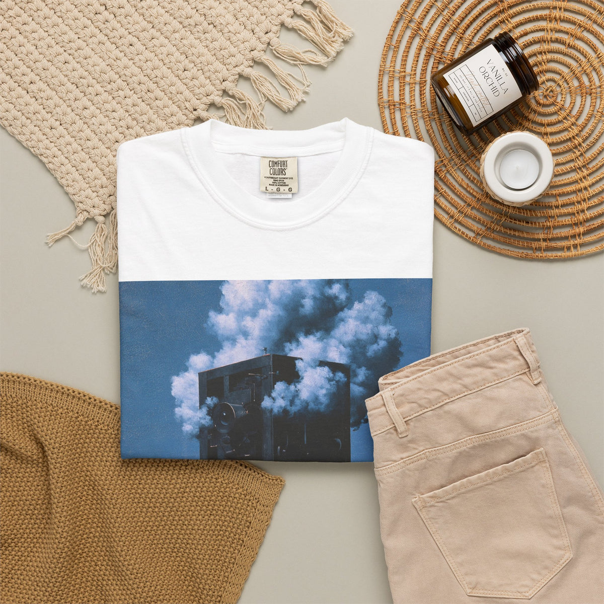 Surreal Smoke-Head Art T-Shirt — Men's Vintage Suit Illustration