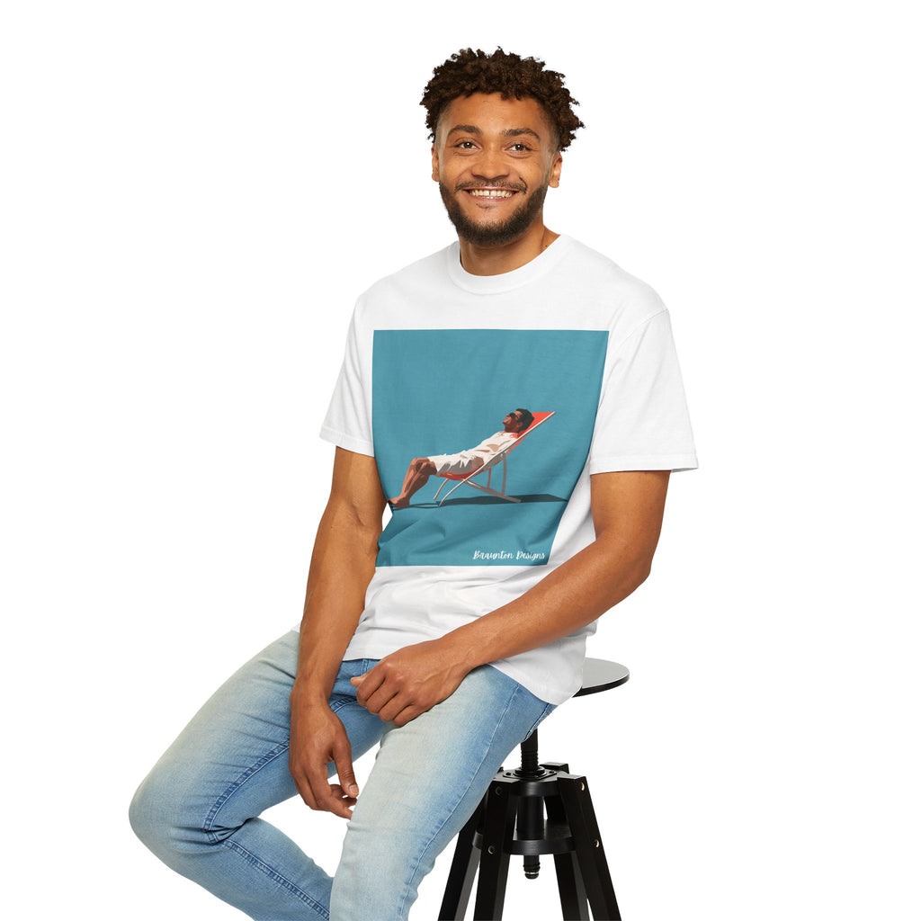 T-Shirt — Relaxing Beach Lounger Graphic Tee ("Revelin Sleeps")
