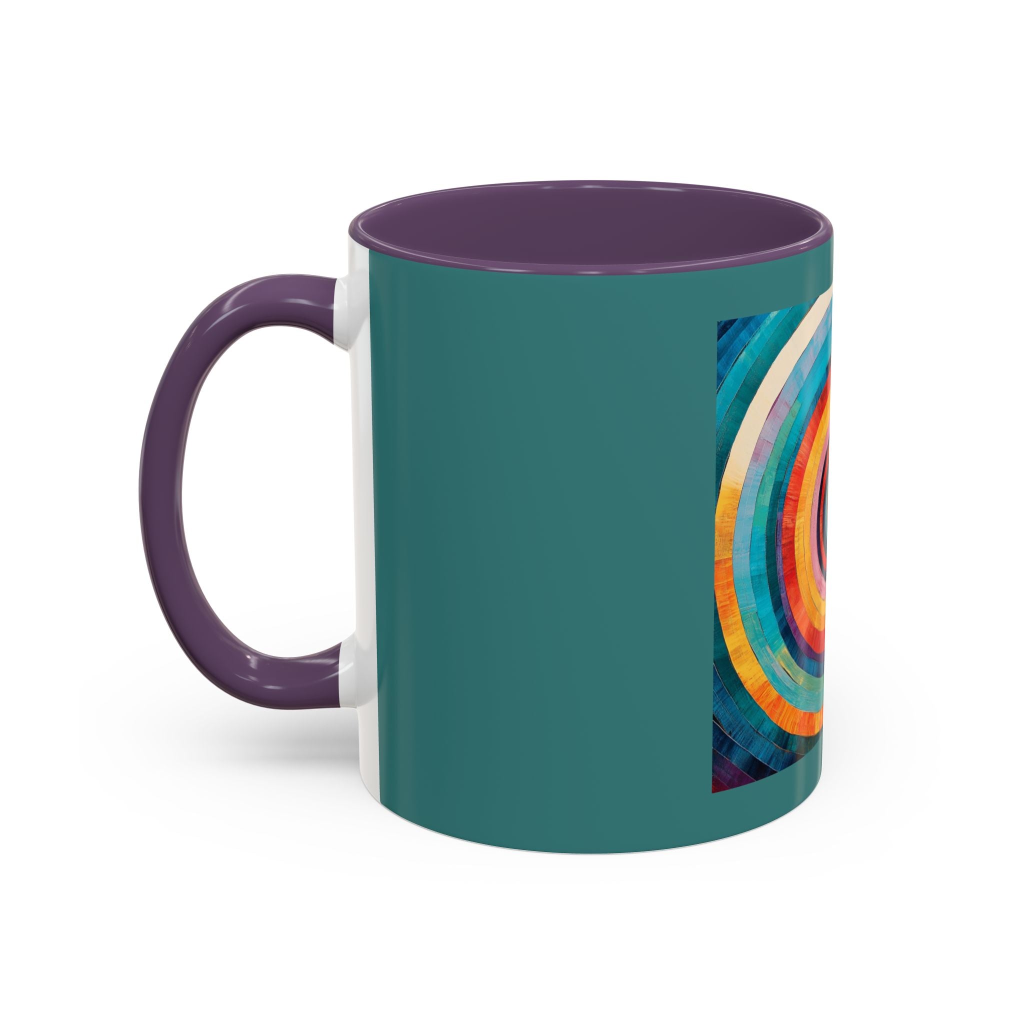 Colorful Concentric Circle Accent Coffee Mug – Vibrant Retro Art Design (11/15oz)