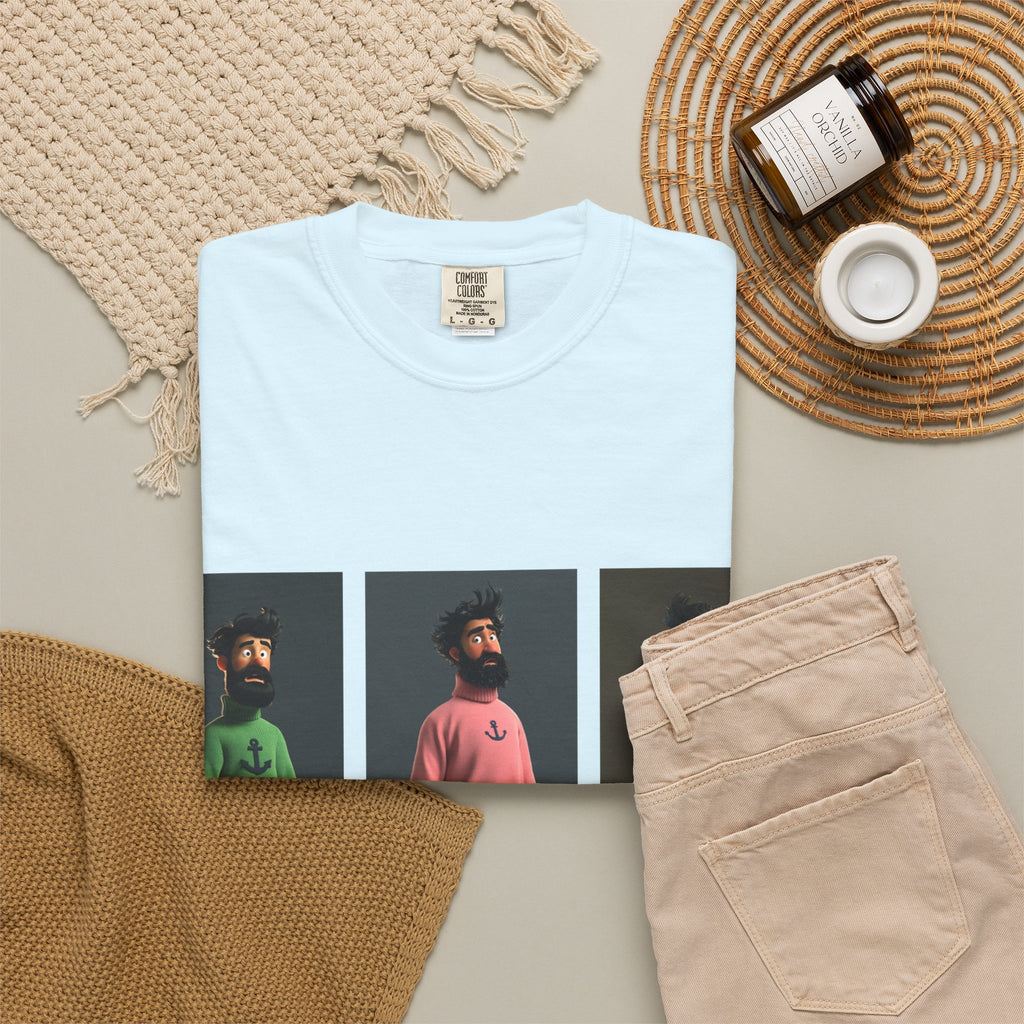Retro Triptych Crew Graphic T-Shirt — Three Color Sweater Men Print