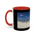 Beach Umbrellas Photo Coffee Mug — Scenic Oceanfront 11/15oz Accent Mug
