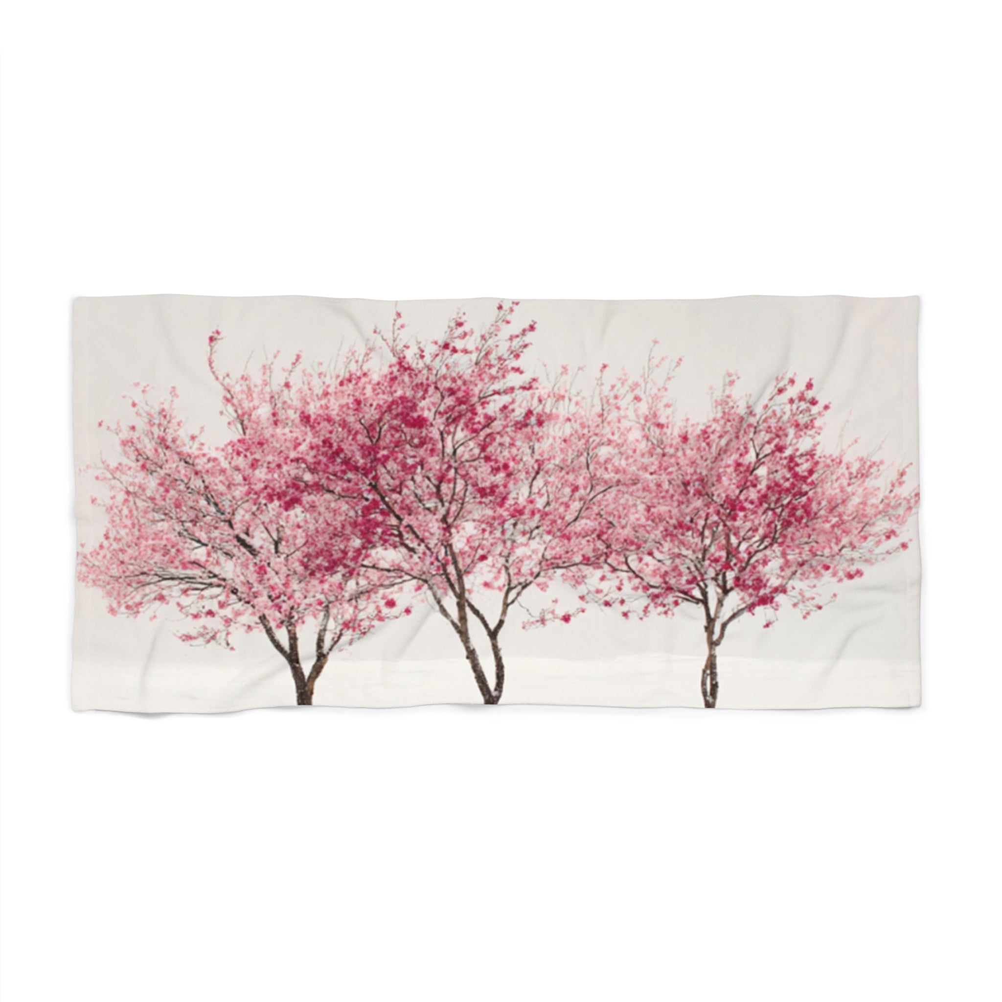 Pink Cherry Blossom Beach Towel | Floral Trees, Summer Seaside