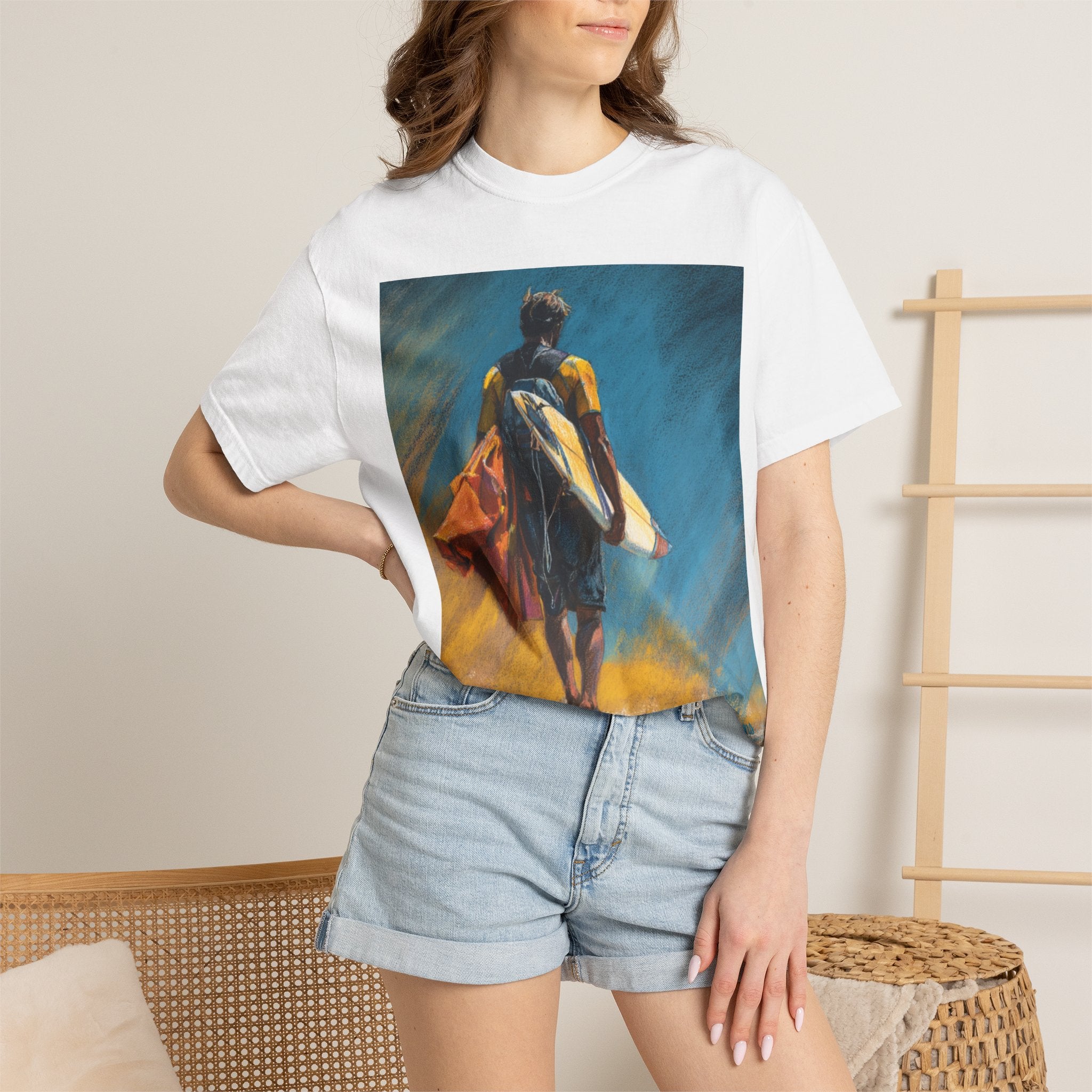 Surfer Art T-Shirt — Sunset Surfboard Painting Tee