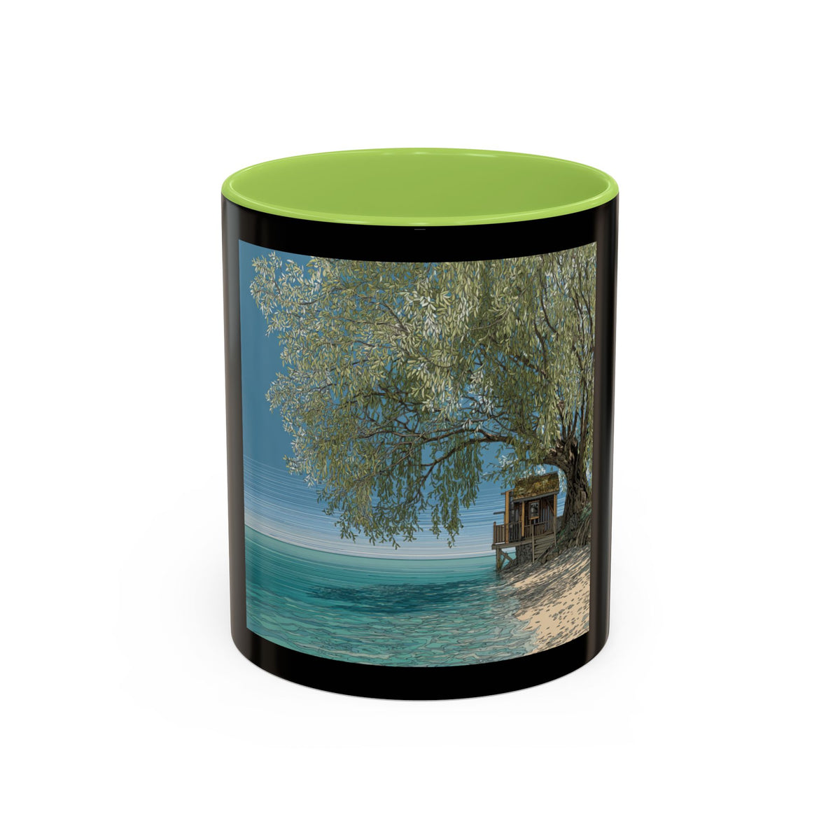 Coastal Cabin Beach Scene Accent Coffee Mug