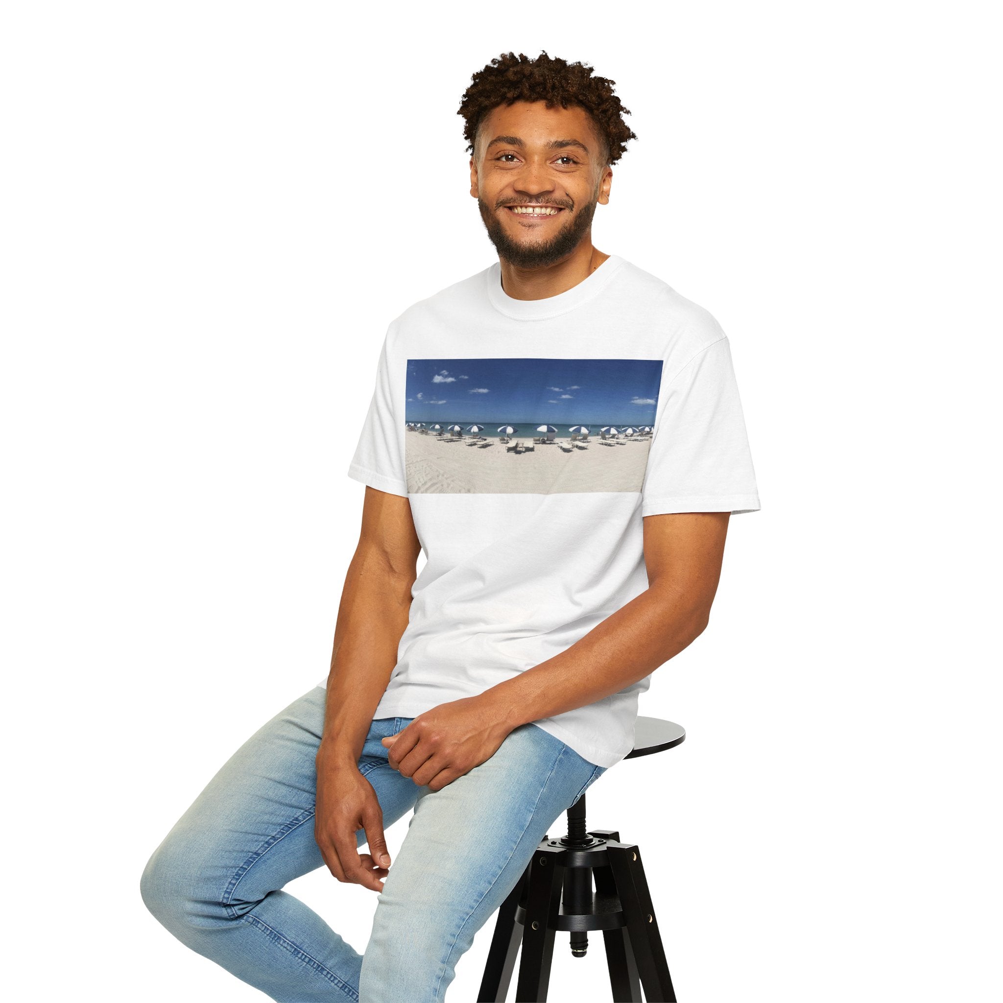 Beach Umbrellas Photo T-Shirt — Coastal Vacation Tee