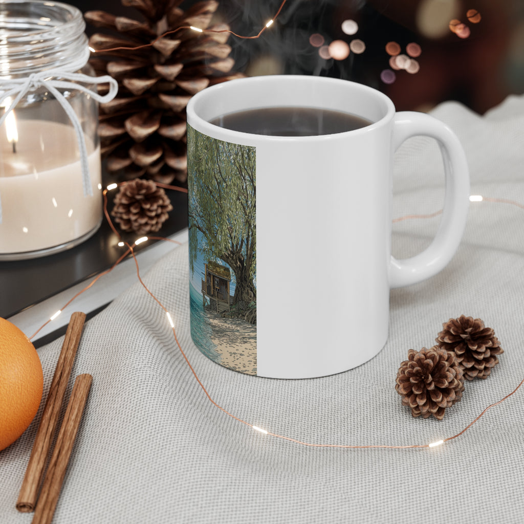 Tranquil Beach Scene Mug, Coastal Coffee Cup, Ocean Lover Gift, Summer Vibes Mug, Beach House Décor, Nature-Inspired Drinkware