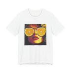 Vintage Pop Art Face — Lemon Sunglasses T-Shirt . Lightweight Fabric