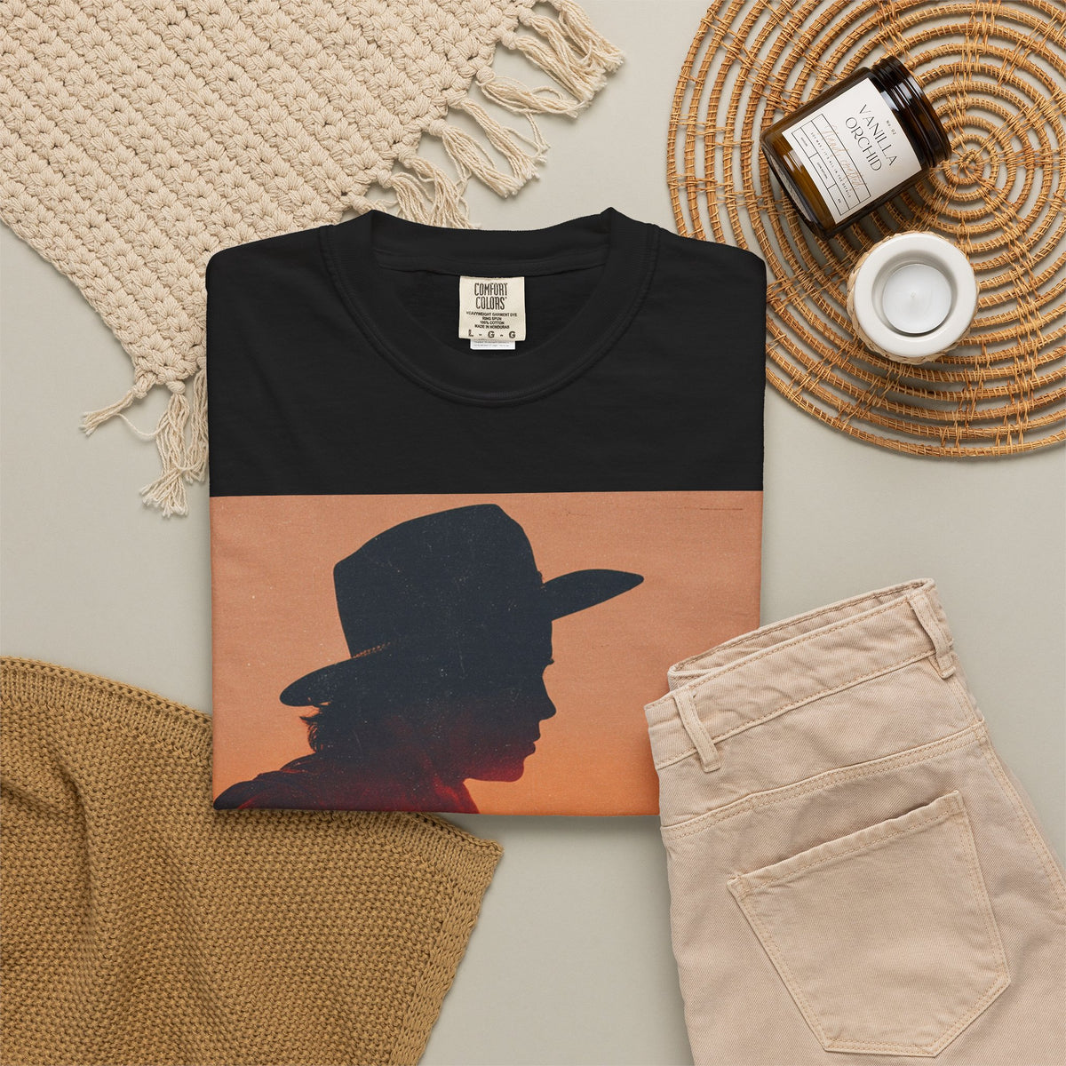 Cowboy Sunset T‑Shirt — Silhouette Guitarist Graphic Tee