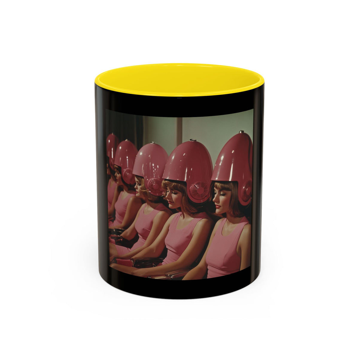 Retro Salon Coffee Mug — Vintage Hair Dryer Booth Photo Accent Mug