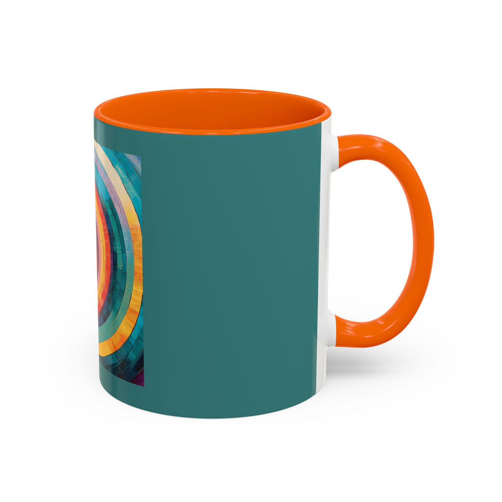 Colorful Concentric Circle Accent Coffee Mug – Vibrant Retro Art Design (11/15oz)