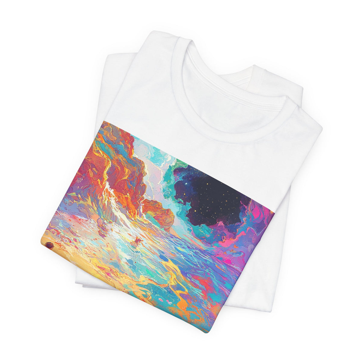 Surreal Beachscape T‑Shirt — Colorful Dreamy Seaside Art Tee- Lightweight fabric