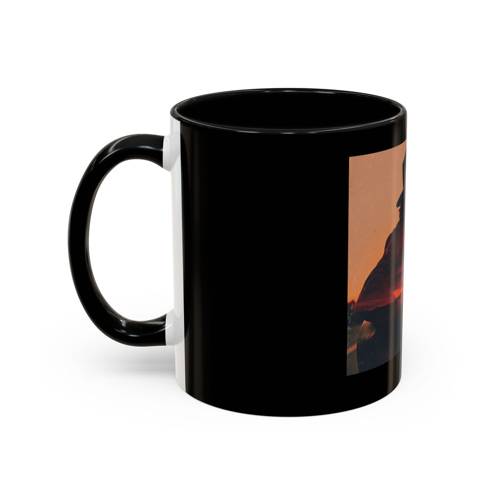 Sunset Guitarist Accent Coffee Mug — Silhouette Music Lover Gift