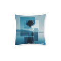Abstract Double Exposure Silhouette Throw Pillow — Blue Coastal Art on Pink Back