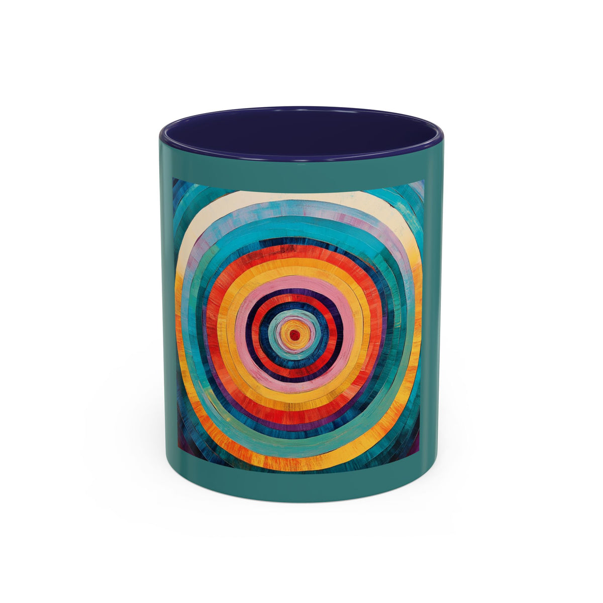 Colorful Concentric Circle Accent Coffee Mug – Vibrant Retro Art Design (11/15oz)
