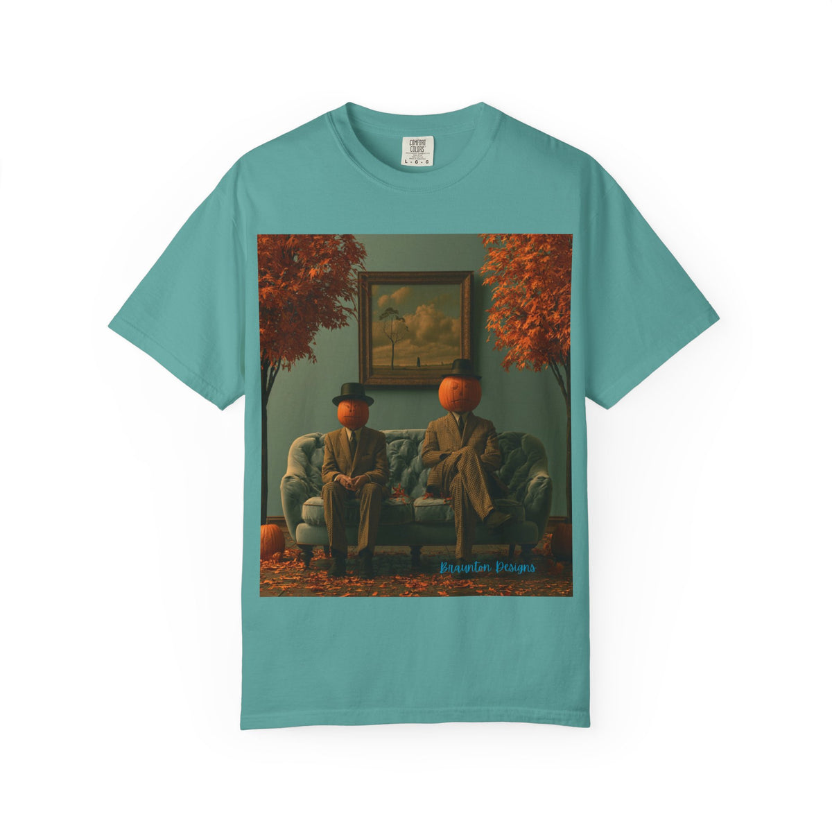 Surreal Pumpkin Heads Art T-Shirt — Autumn Vintage Living Room Design