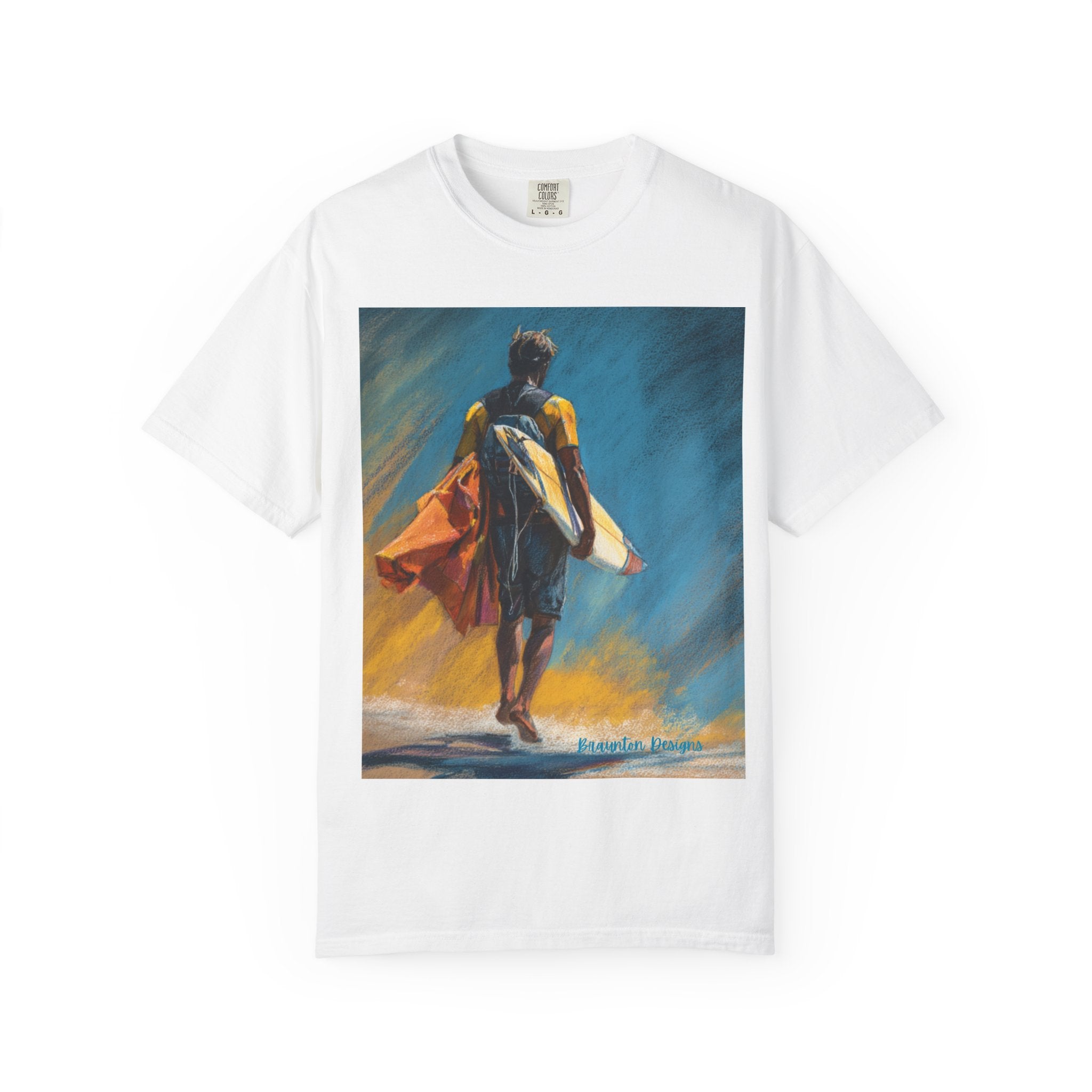 Surfer Art T-Shirt — Sunset Surfboard Painting Tee