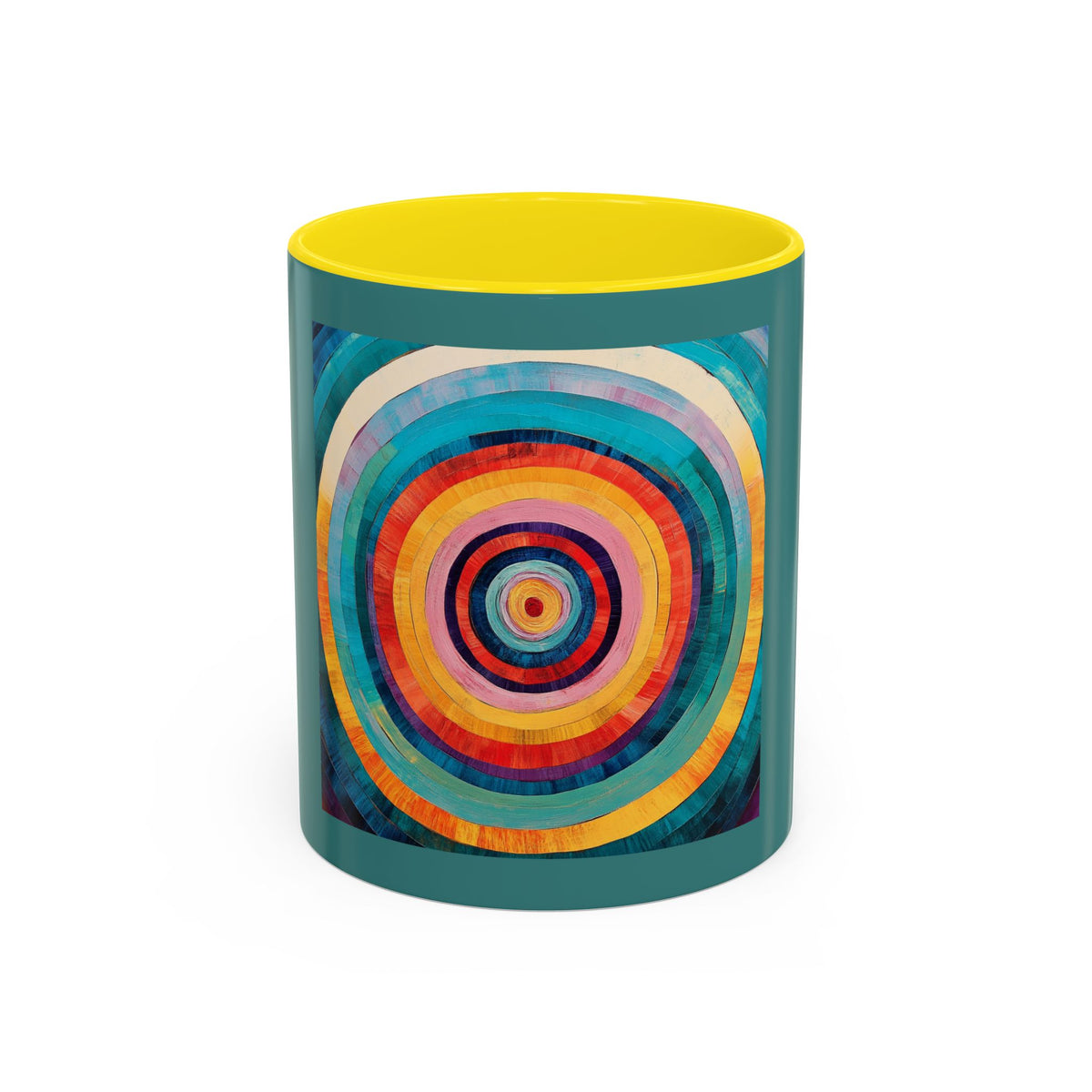 Colorful Concentric Circle Accent Coffee Mug – Vibrant Retro Art Design (11/15oz)