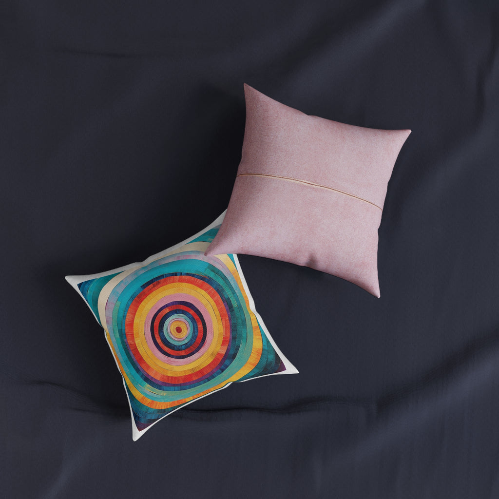 Colorburst Concentric Circles Pillow — Vibrant Rainbow Decorative Cushion