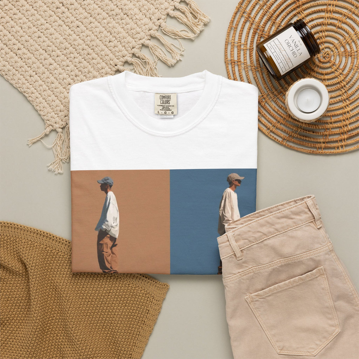 Minimalist Photo-Grid T-Shirt — Vintage Earthtone Streetwear
