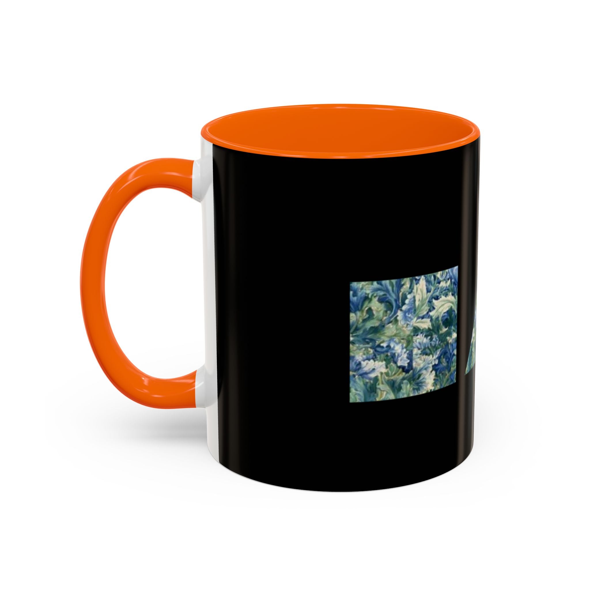 Geometric Floral Accent Coffee Mug — Blue Marble Circle Triangle Square