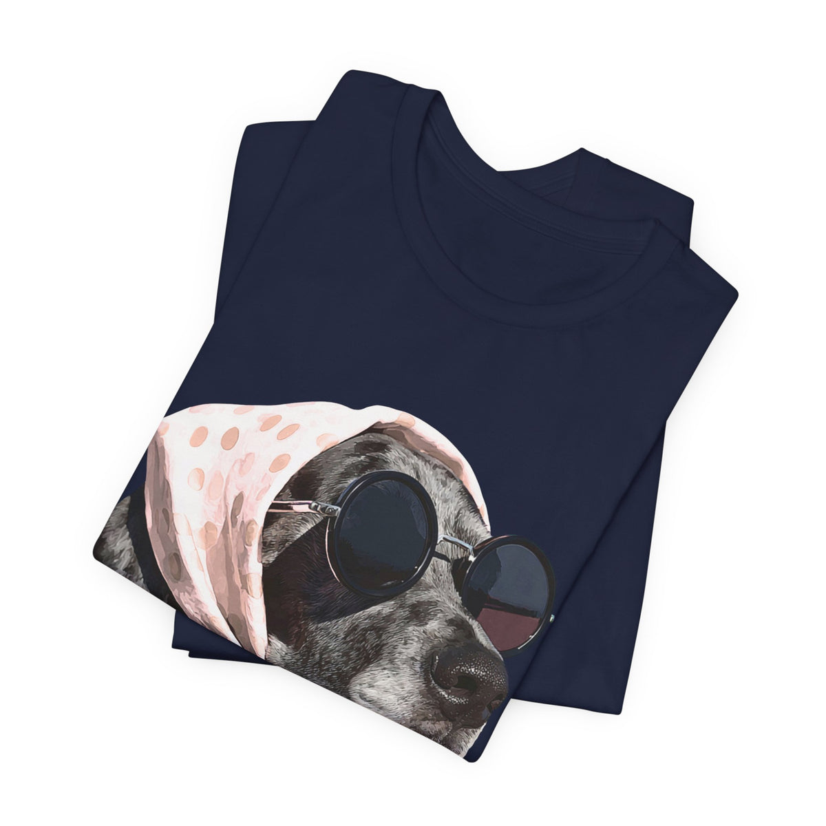 Vintage Dog Portrait T‑Shirt – Retro Sunglasses & Scarf Graphic. Lightweight fabric
