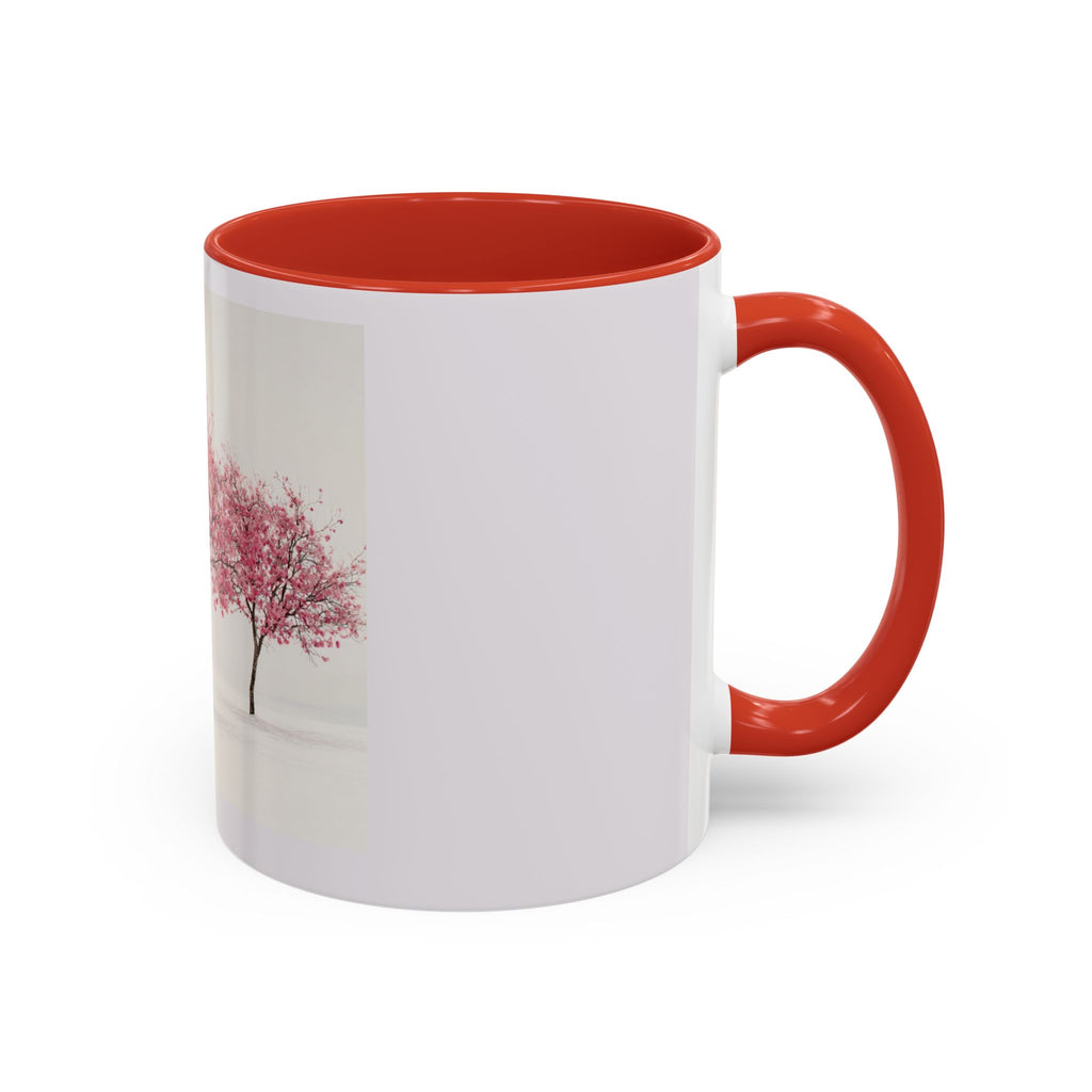 Cherry Blossom Accent Coffee Mug — Pink Tree Ceramic Mug (11/15oz)
