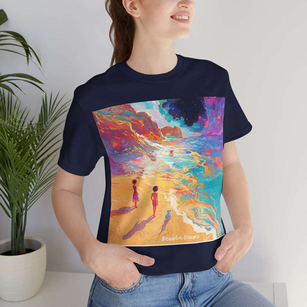 Surreal Beachscape T‑Shirt — Colorful Dreamy Seaside Art Tee- Lightweight fabric