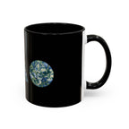 Geometric Floral Accent Coffee Mug — Blue Marble Circle Triangle Square
