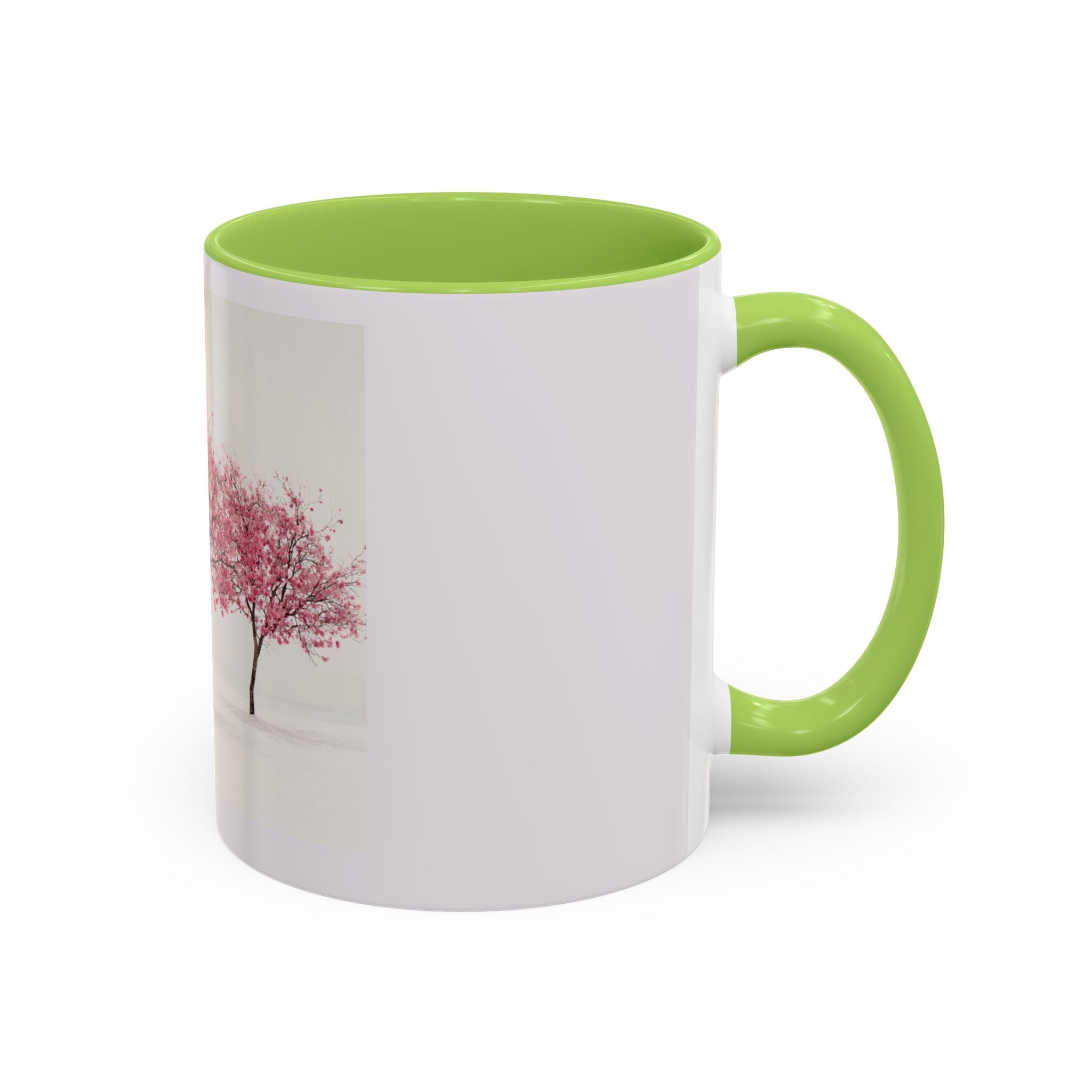 Cherry Blossom Accent Coffee Mug — Pink Tree Ceramic Mug (11/15oz)