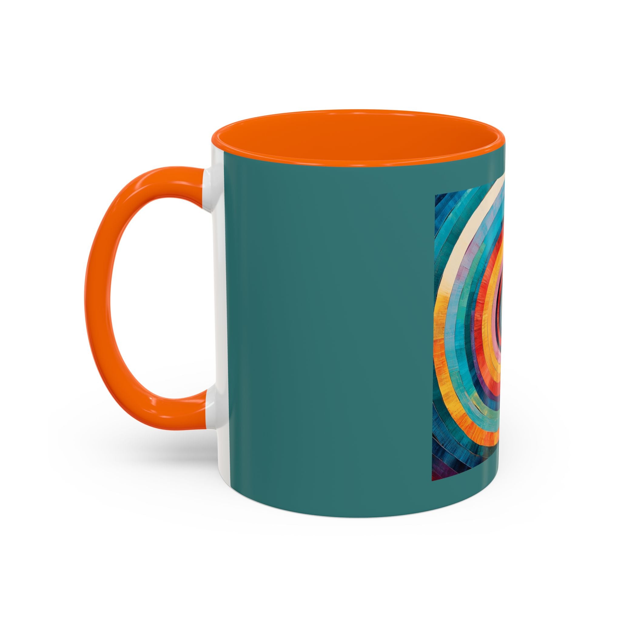 Colorful Concentric Circle Accent Coffee Mug – Vibrant Retro Art Design (11/15oz)