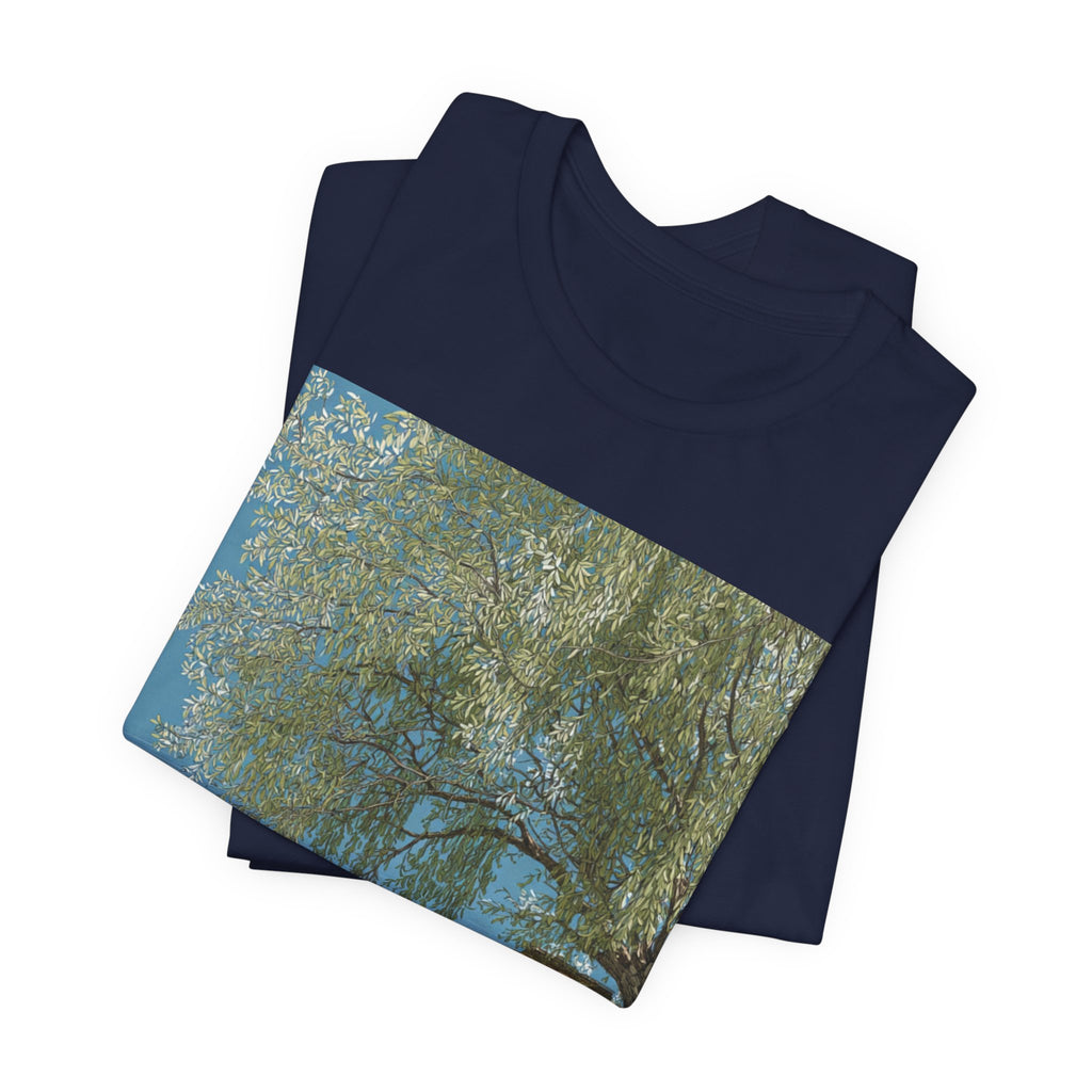 Tropical Beach Scene T-Shirt — Serene Seaside Cabin Graphic — Lightweight Fabric
