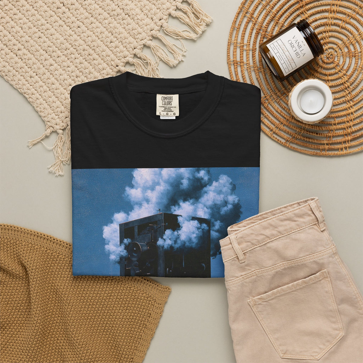 Surreal Smoke-Head Art T-Shirt — Vintage Suit Illustration