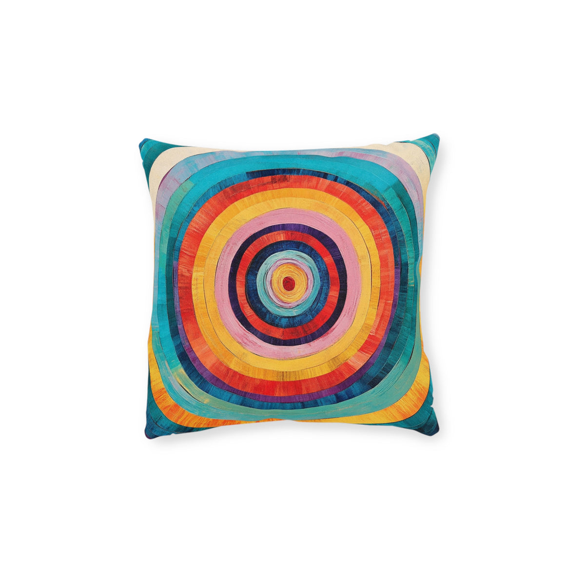Colorburst Concentric Circles Pillow — Vibrant Rainbow Decorative Cushion