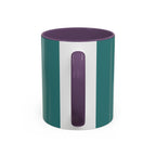 Surfing Art Coffee Mug — Teal Accent Ceramic Mug with Surfer Painting (11/15 oz)