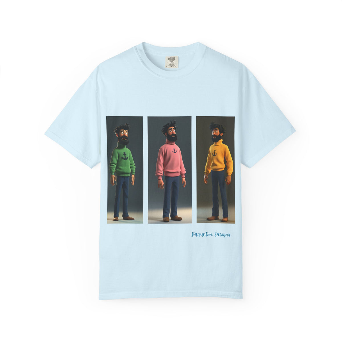 Retro Triptych Crew Graphic T-Shirt — Three Color Sweater Men Print