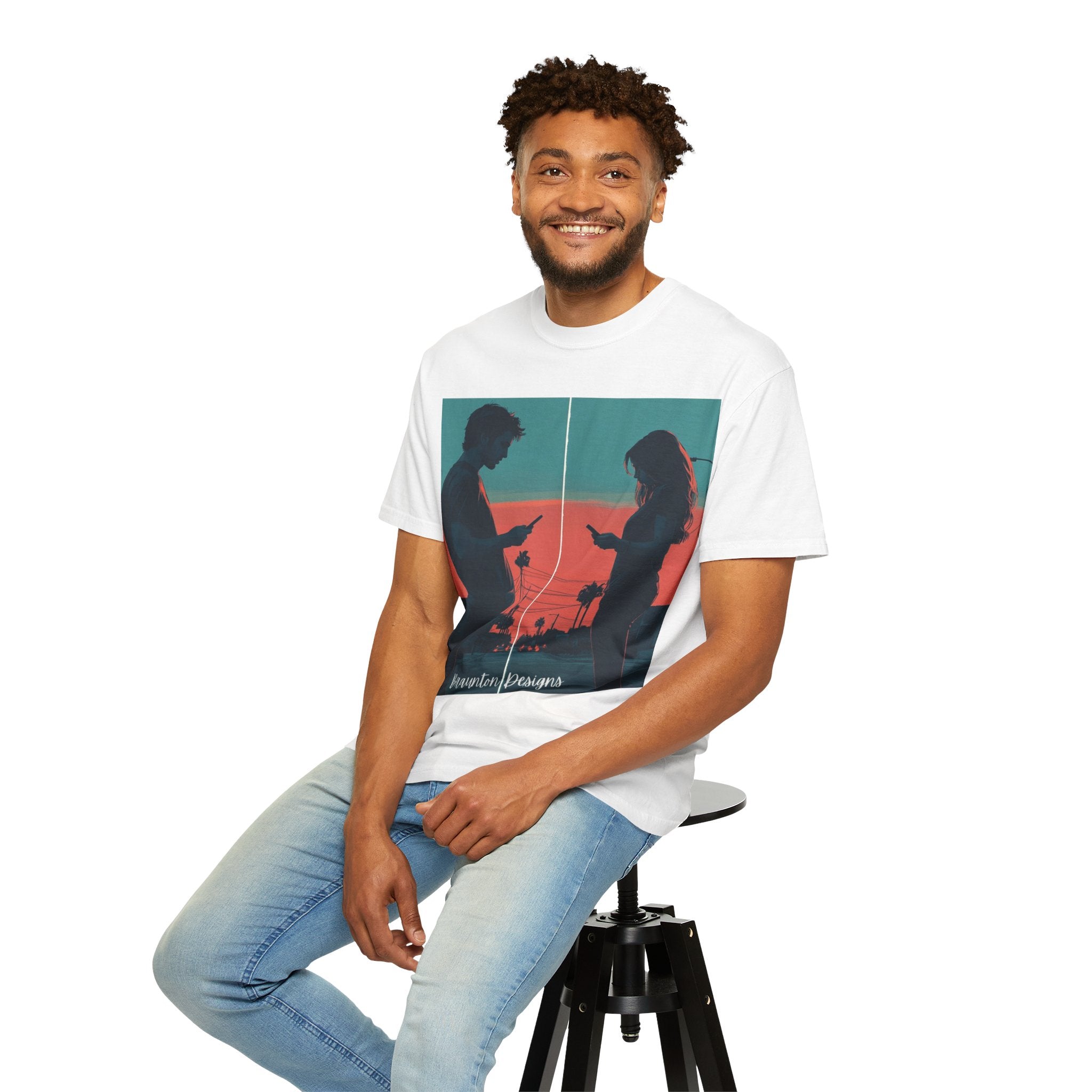 Sunset Texting Silhouette Graphic Tee