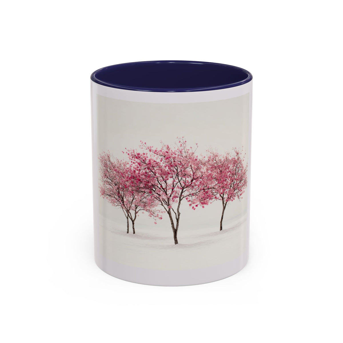 Cherry Blossom Accent Coffee Mug — Pink Tree Ceramic Mug (11/15oz)