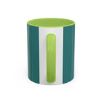 Surfing Art Coffee Mug — Teal Accent Ceramic Mug with Surfer Painting (11/15 oz)