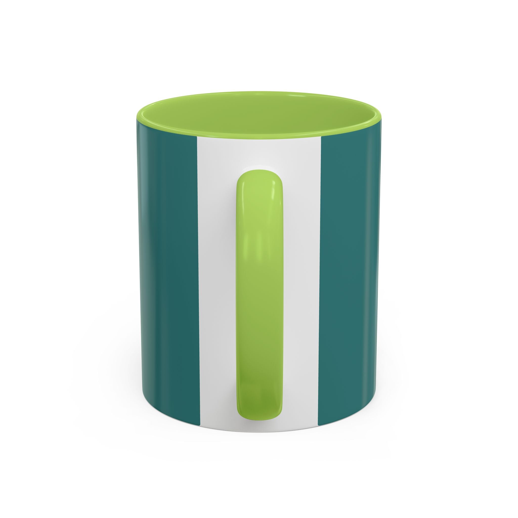 Surfing Art Coffee Mug — Teal Accent Ceramic Mug with Surfer Painting (11/15 oz)