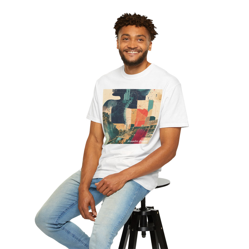 Abstract Cityscape T-Shirt — Vintage Collage Graphic Tee