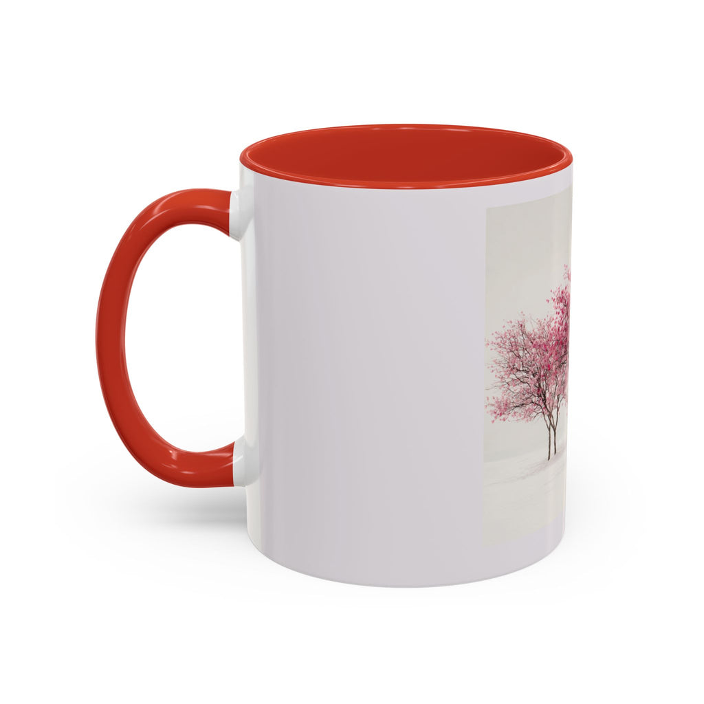 Cherry Blossom Accent Coffee Mug — Pink Tree Ceramic Mug (11/15oz)
