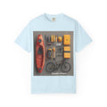 Adventure Gear T-Shirt — Kayak & Bike Outfit Flatlay