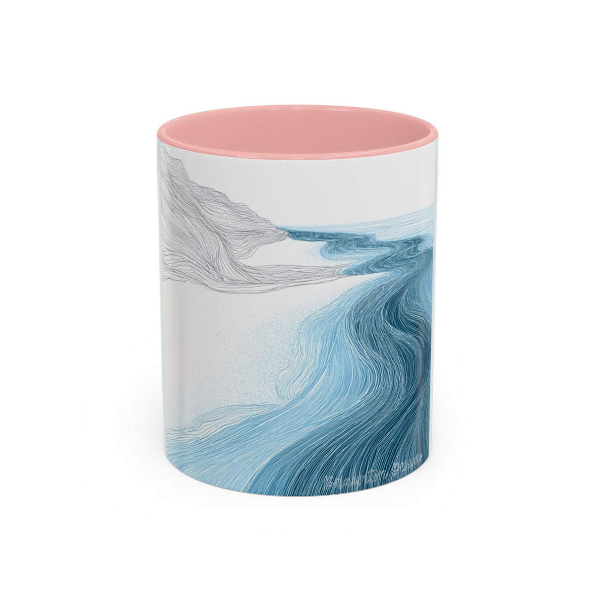 Blue Wave Accent Coffee Mug — Ocean Brushstroke Art (11/15oz)