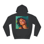 Smiling Portrait Hoodie — Vibrant Painted Woman Graphic Pullover