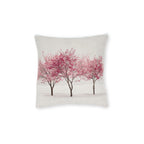 Cherry Blossom Square Pillow — Pink Back Decorative Throw Pillow