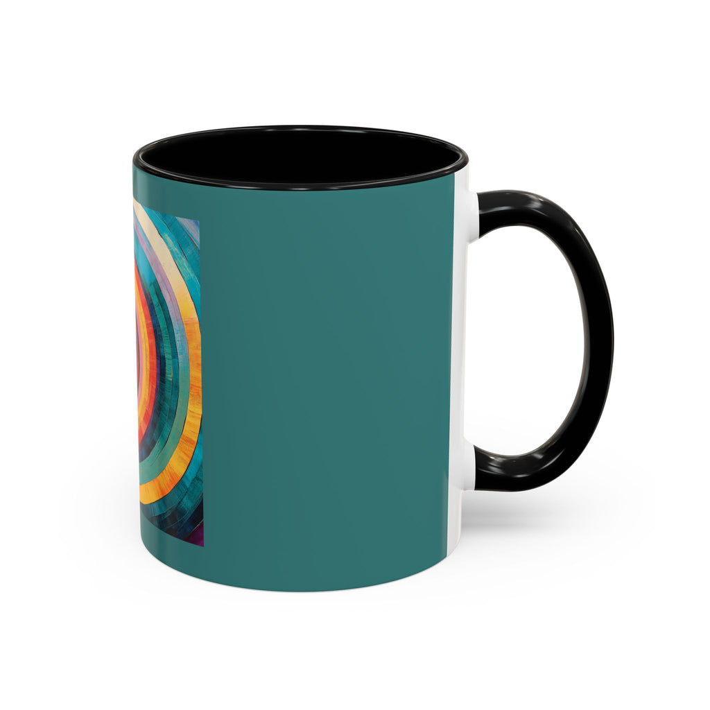 Colorful Concentric Circle Accent Coffee Mug – Vibrant Retro Art Design (11/15oz)